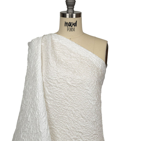 Metallic White Crinkled Luxury Brocade
