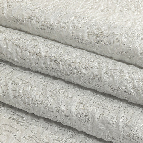 Metallic Silver and White Crinkled Luxury Brocade