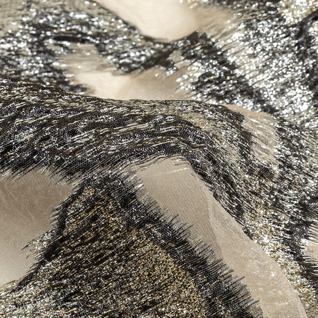 Metallic Silver and Gold Oversized Flowers Luxury Burnout Brocade