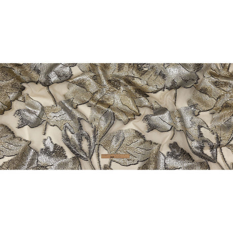 Metallic Silver and Gold Oversized Flowers Luxury Burnout Brocade