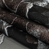 Metallic Black, White and Brown Oversized Flowers Luxury Burnout Brocade