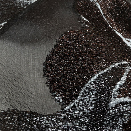 Metallic Black, White and Brown Oversized Flowers Luxury Burnout Brocade