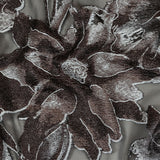 Metallic Black, White and Brown Oversized Flowers Luxury Burnout Brocade
