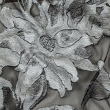 Metallic Black and White Oversized Flowers Luxury Burnout Brocade