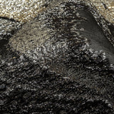 Metallic Silver, Gold and Black Oversized Flowers Luxury Burnout Brocade