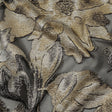 Metallic Silver, Gold and Black Oversized Flowers Luxury Burnout Brocade