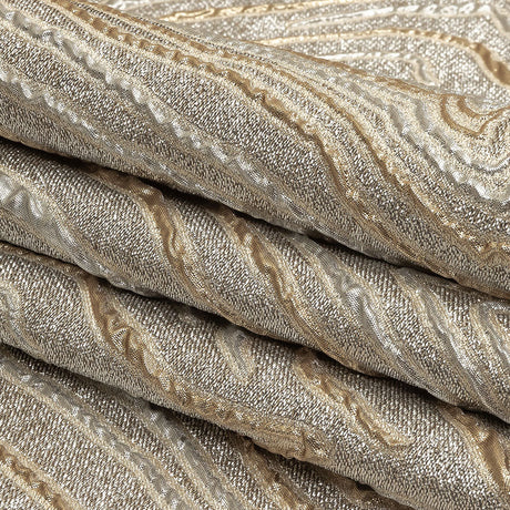 Metallic Silver, Gold and Beige Contour Lines Luxury Brocade