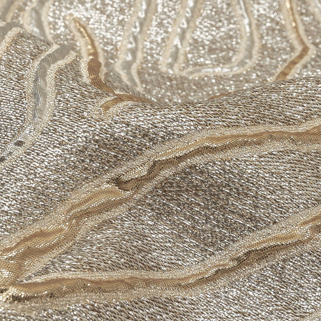 Metallic Silver, Gold and Beige Contour Lines Luxury Brocade