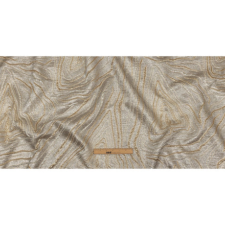 Metallic Silver, Gold and Beige Contour Lines Luxury Brocade