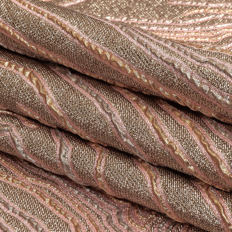 Metallic Gold, Silver and Pink Contour Lines Luxury Brocade