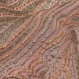 Metallic Gold, Silver and Pink Contour Lines Luxury Brocade