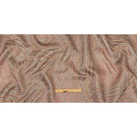 Metallic Gold, Silver and Pink Contour Lines Luxury Brocade