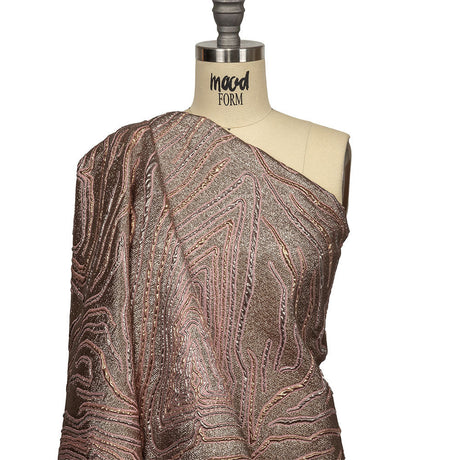 Metallic Gold, Silver and Pink Contour Lines Luxury Brocade
