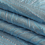 Metallic Silver and Sky Blue Contour Lines Luxury Brocade
