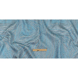 Metallic Silver and Sky Blue Contour Lines Luxury Brocade