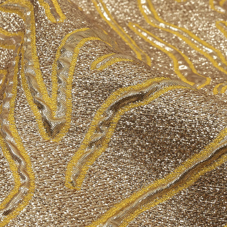 Metallic Gold and Mustard Contour Lines Luxury Brocade
