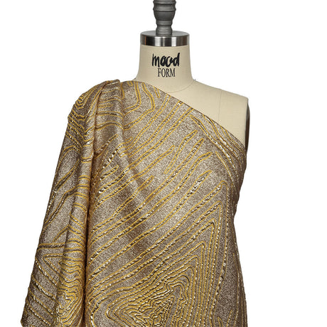 Metallic Gold and Mustard Contour Lines Luxury Brocade