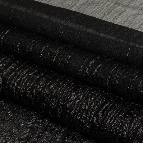 Metallic Black Lines Luxury Organza Brocade