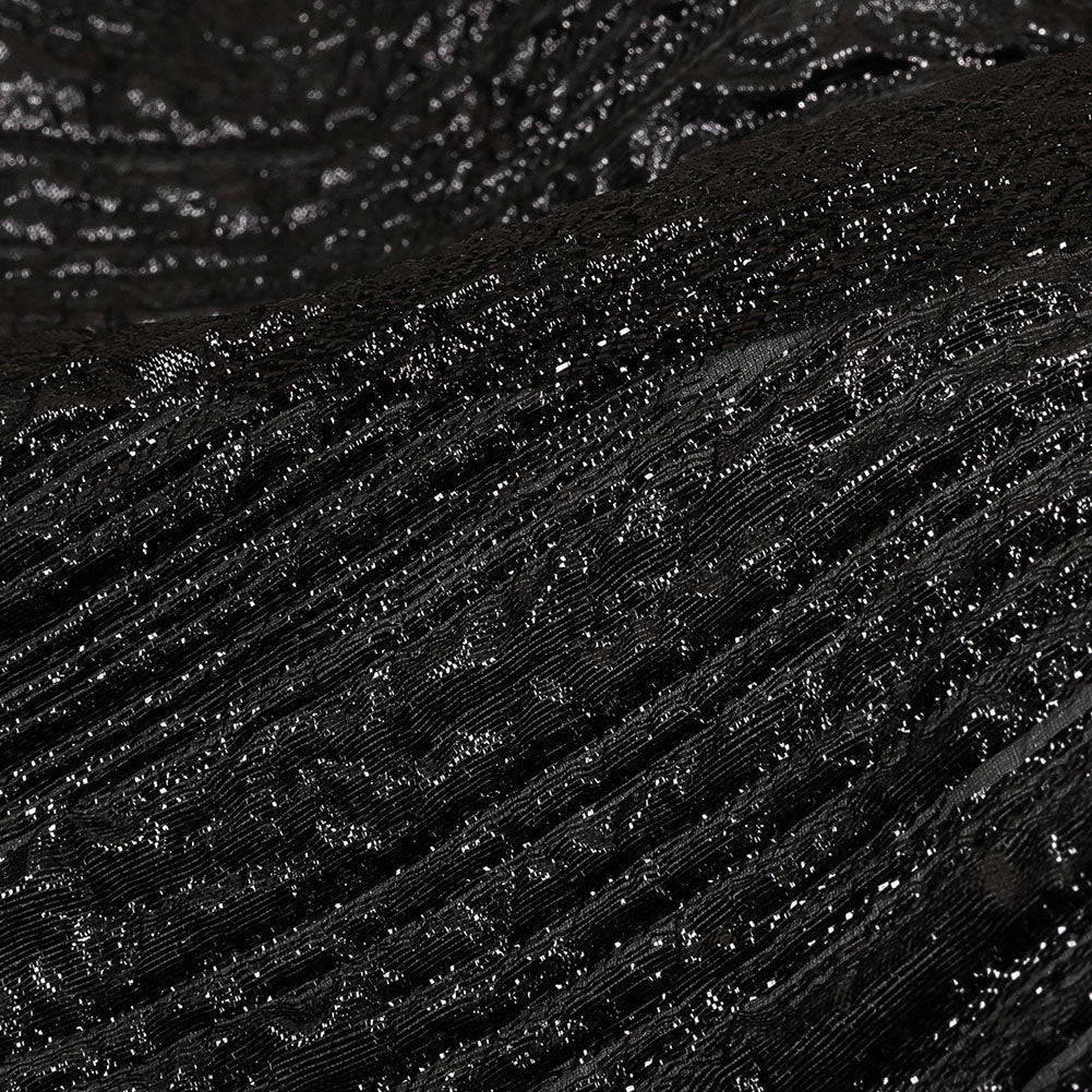 Metallic Black Lines Luxury Organza Brocade
