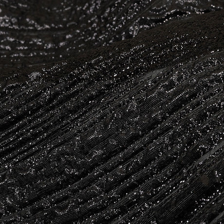 Metallic Black Lines Luxury Organza Brocade