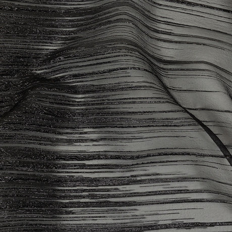 Metallic Black Lines Luxury Organza Brocade