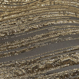 Metallic Gold and Black Lines Luxury Organza Brocade