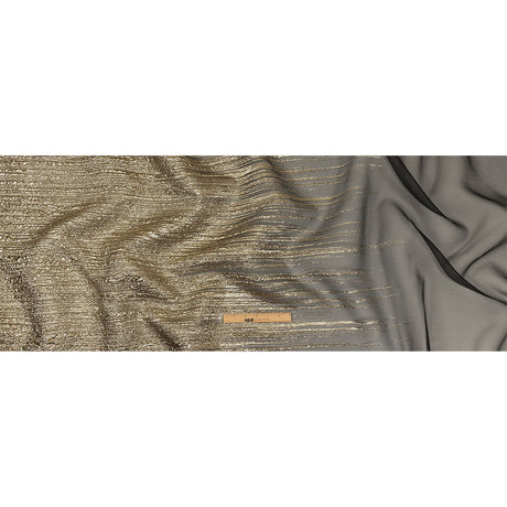 Metallic Gold and Black Lines Luxury Organza Brocade