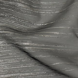 Metallic Silver and Black Lines Luxury Organza Brocade