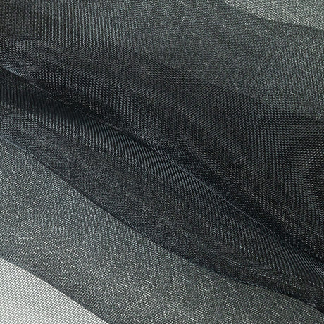 Stiff Mesh-Like Polyester Organza - Black - Iris Collection