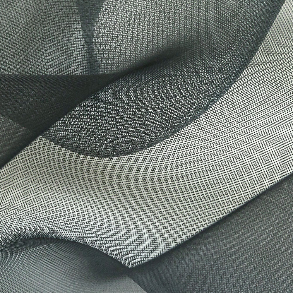 Stiff Mesh-Like Polyester Organza - Black - Iris Collection