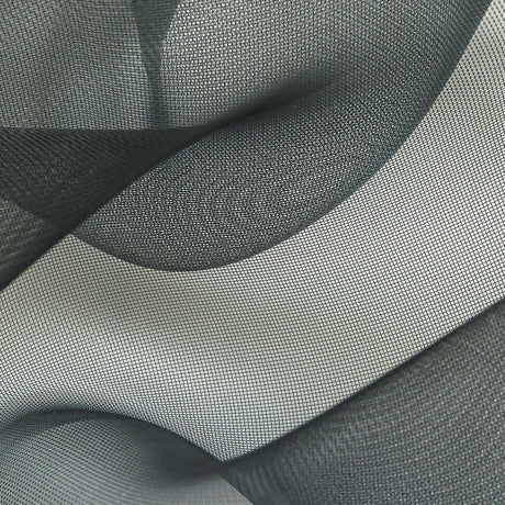 Stiff Mesh-Like Polyester Organza - Black - Iris Collection