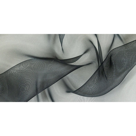 Stiff Mesh-Like Polyester Organza - Black - Iris Collection