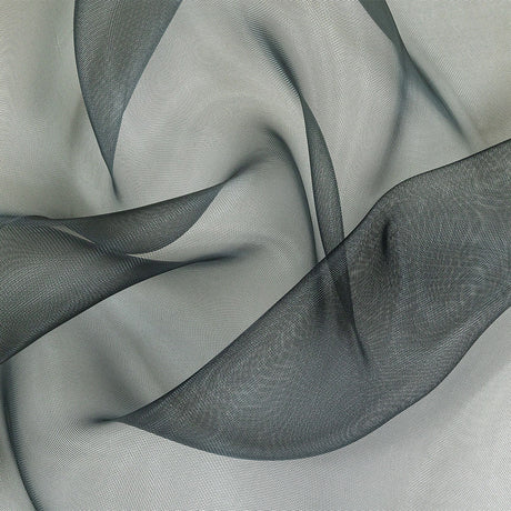 Stiff Mesh-Like Polyester Organza - Black - Iris Collection