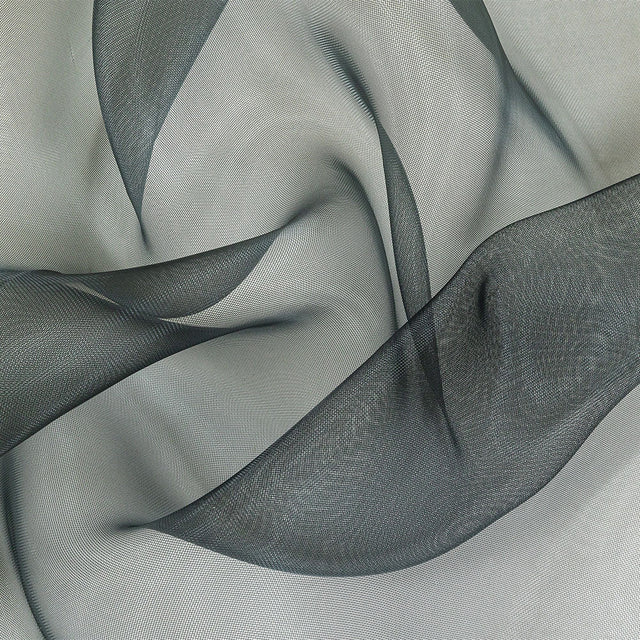 Stiff Mesh-Like Polyester Organza - Black - Iris Collection