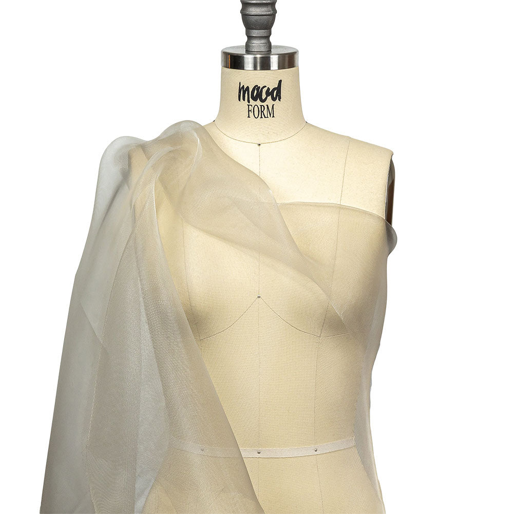 Stiff Mesh-Like Polyester Organza - Greige - Iris Collection
