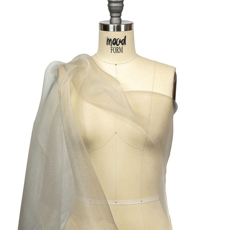 Stiff Mesh-Like Polyester Organza - Greige - Iris Collection