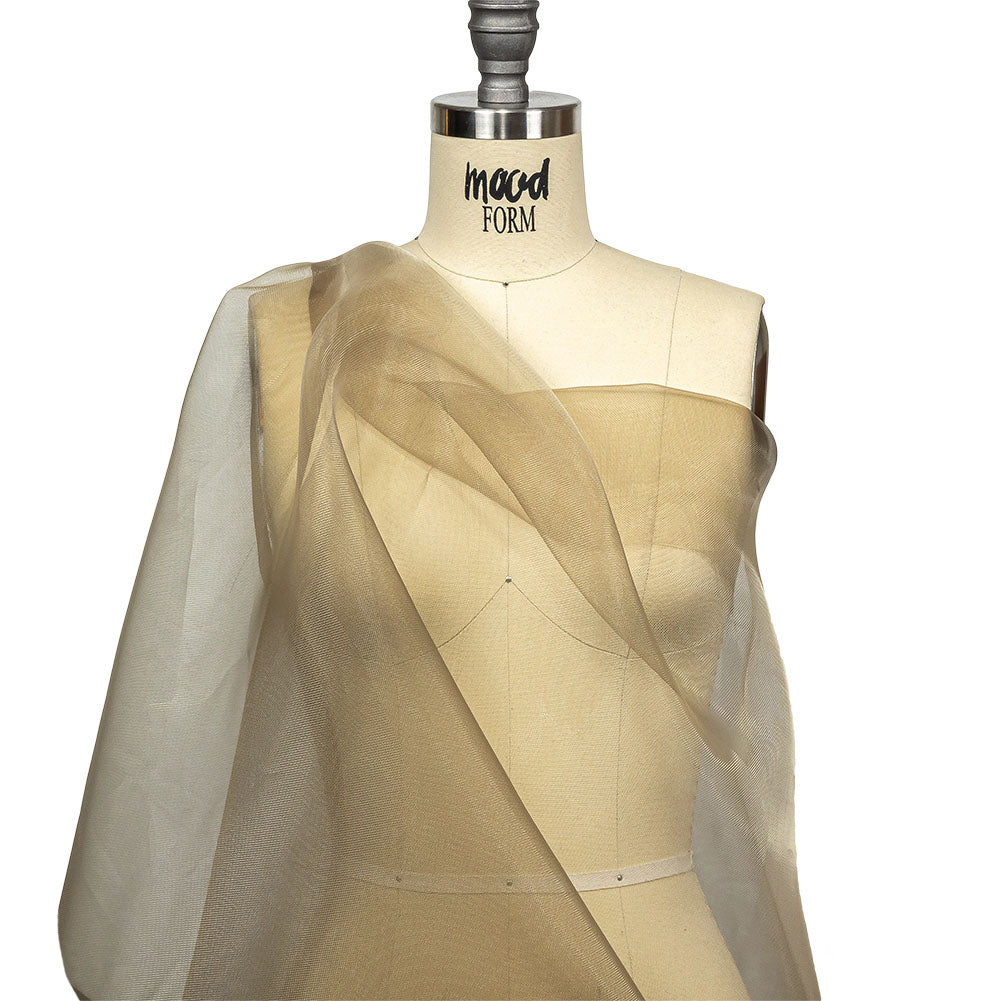 Stiff Mesh-Like Polyester Organza - Warm Olive - Iris Collection
