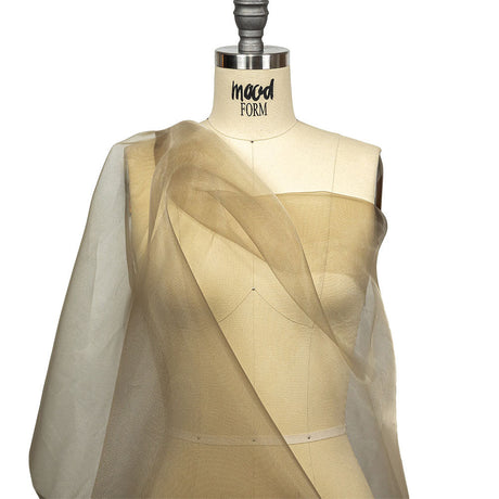 Stiff Mesh-Like Polyester Organza - Warm Olive - Iris Collection
