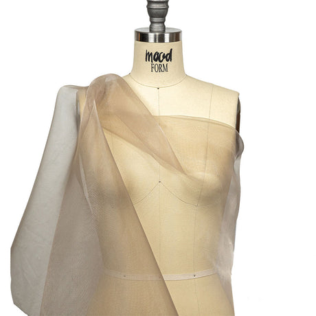 Stiff Mesh-Like Polyester Organza - Beige - Iris Collection