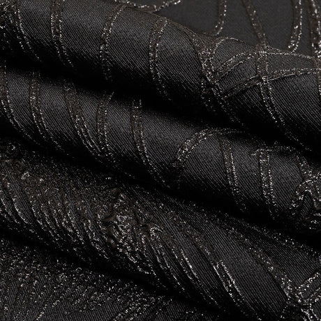 Metallic Black Feathers Luxury Brocade