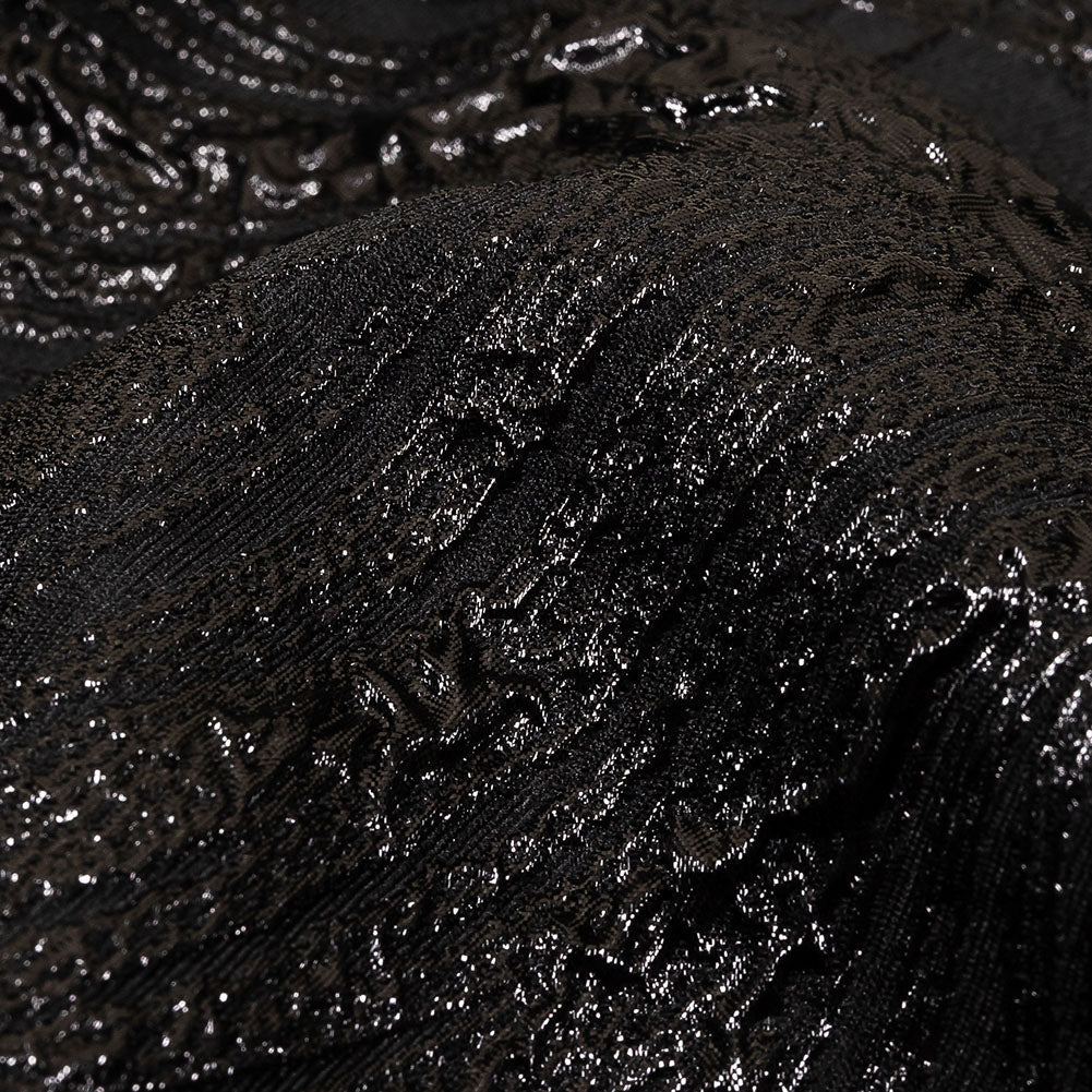 Metallic Black Feathers Luxury Brocade