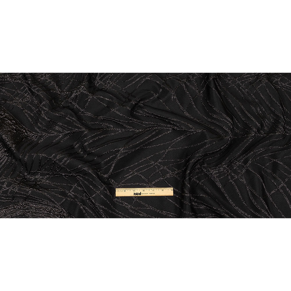 Metallic Black Feathers Luxury Brocade