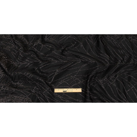 Metallic Black Feathers Luxury Brocade