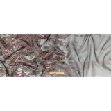 Metallic Silver and Plum Ornate Abstraction Luxury Burnout Organza Brocade