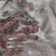 Metallic Silver and Plum Ornate Abstraction Luxury Burnout Organza Brocade