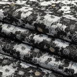 Black, Gray and Metallic Gold Floral Luxury Brocade