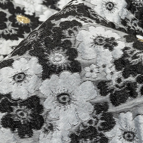Black, Gray and Metallic Gold Floral Luxury Brocade