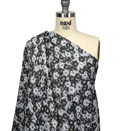 Black, Gray and Metallic Gold Floral Luxury Brocade