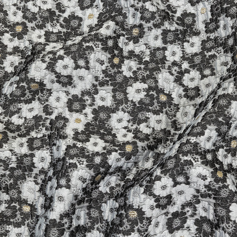 Black, Gray and Metallic Gold Floral Luxury Brocade
