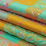 Aqua, Pink and Saffron Patchwork Metallic Luxury Brocade